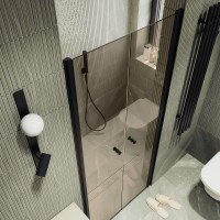 Душевая дверь в нишу Maybahglass MGD-441-6 99 см, профиль матовый черный, стекло бронза