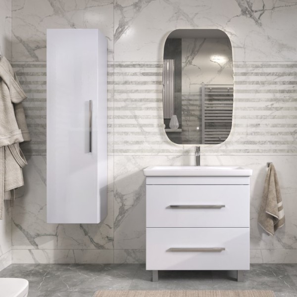 Мебель для ванной комнаты Vigo Land 80 напольная, белая, раковина Como 80