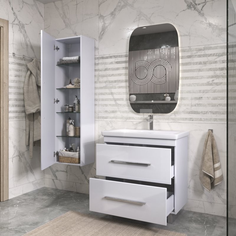Мебель для ванной комнаты Vigo Land 80 напольная, белая, раковина Como 80