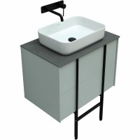 Тумба с раковиной Allen Brau Reality 70 подвесная, папирус матовый, столешница графит структ, раковина Fantasy Quad 50х36 белая матовая