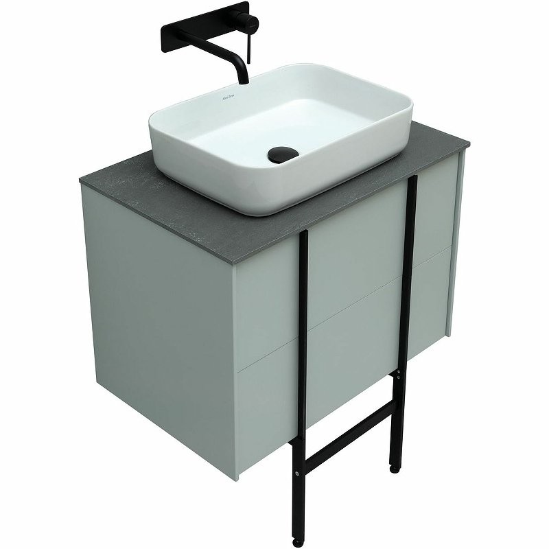 Тумба с раковиной Allen Brau Reality 70 подвесная, папирус матовый, столешница графит структ, раковина Fantasy Quad 50х36 белая матовая