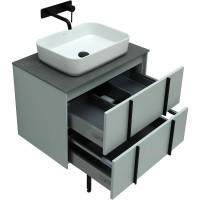 Тумба с раковиной Allen Brau Reality 70 подвесная, папирус матовый, столешница графит структ, раковина Fantasy Quad 50х36 белая матовая