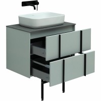 Тумба с раковиной Allen Brau Reality 70 подвесная, папирус матовый, столешница графит структ, раковина Fantasy Quad 50х36 белая матовая