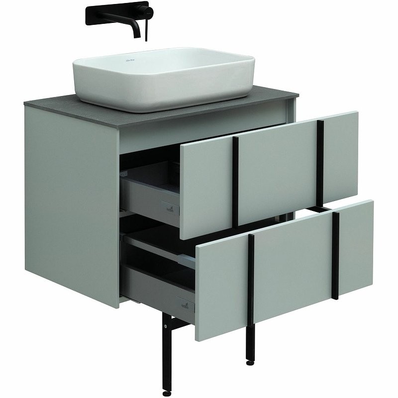 Тумба с раковиной Allen Brau Reality 70 подвесная, папирус матовый, столешница графит структ, раковина Fantasy Quad 50х36 белая матовая