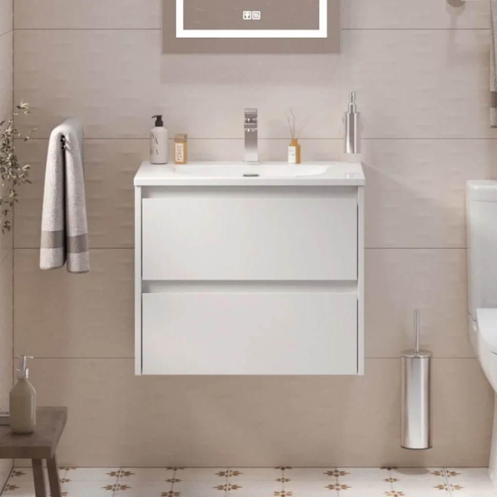 Мебель для ванной комнаты BelBagno Kraft 39 60 bianco opaco, раковина BB-8099-3-60
