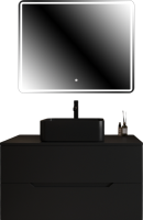 Мебель для ванной комнаты Orange Line 100 подвесная, 2 ящика, матовая черная с раковиной B02-460MB