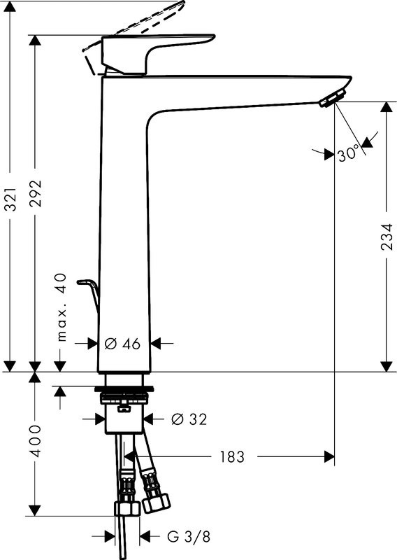 Смеситель для раковины Hansgrohe Talis E 71716990 с донным клапаном