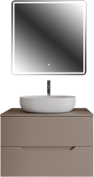 Мебель для ванной комнаты Orange Line 80 подвесная, 2 ящика, матовый латте с раковиной B05-520W