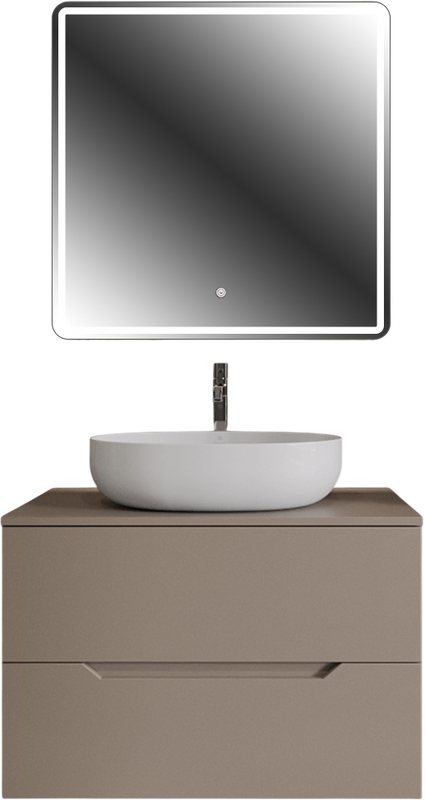 Мебель для ванной комнаты Orange Line 80 подвесная, 2 ящика, матовый латте с раковиной B05-520W