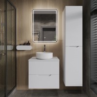 Мебель для ванной комнаты Orange Line 60 подвесная, 2 ящика, матовая белая с раковиной B09-360W