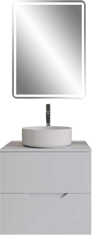 Мебель для ванной комнаты Orange Line 60 подвесная, 2 ящика, матовая белая с раковиной B09-360W