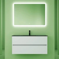 Мебель для ванной комнаты Sancos Urban 100 см белый глянец, черная раковина