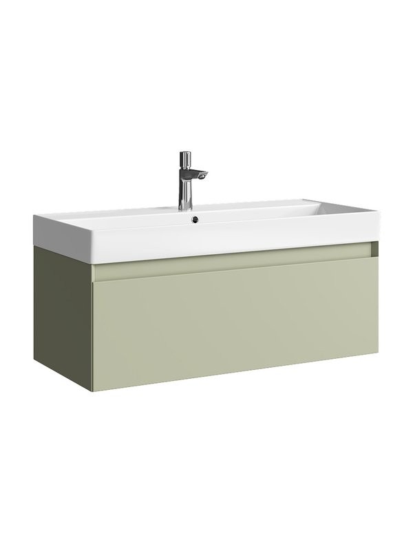 Тумба с раковиной Aqwella 5 stars Geometria 100 подвесная, 1 ящик, шалфей зеленый