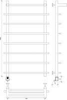 Полотенцесушитель электрический Secado Турин 1 СП L 105x60 см, подключение слева, бронза, лесенка, латунь, с полкой