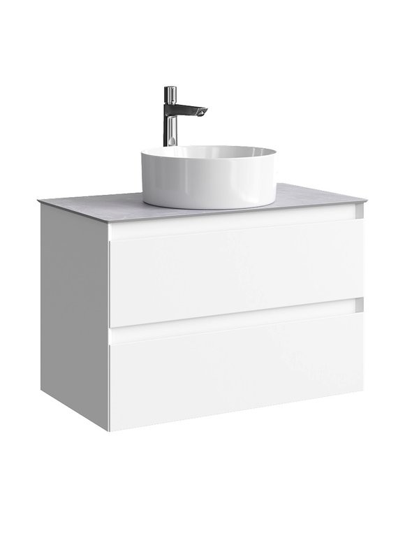 Тумба под раковину со столешницей Aqwella 5 stars Geometria 80 2 ящика, белая, столешница серый камень