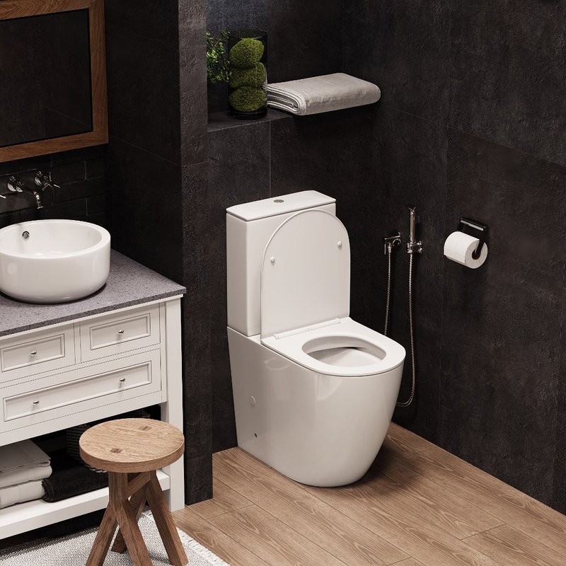 Унитаз-компакт напольный Ceruttispa Bella 8709 безободковый, с микролифтом