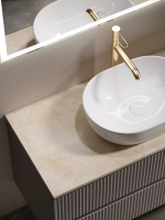Тумба с раковиной Sancos Snob R 100 см, doha soft, столешница бежевая, раковина CN6019