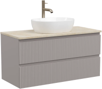 Тумба с раковиной Sancos Snob R 100 см, doha soft, столешница бежевая, раковина CN6019