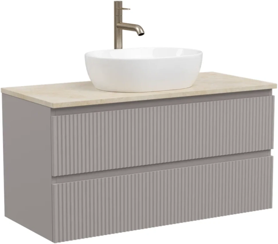 Тумба с раковиной Sancos Snob R 100 см, doha soft, столешница бежевая, раковина CN6019