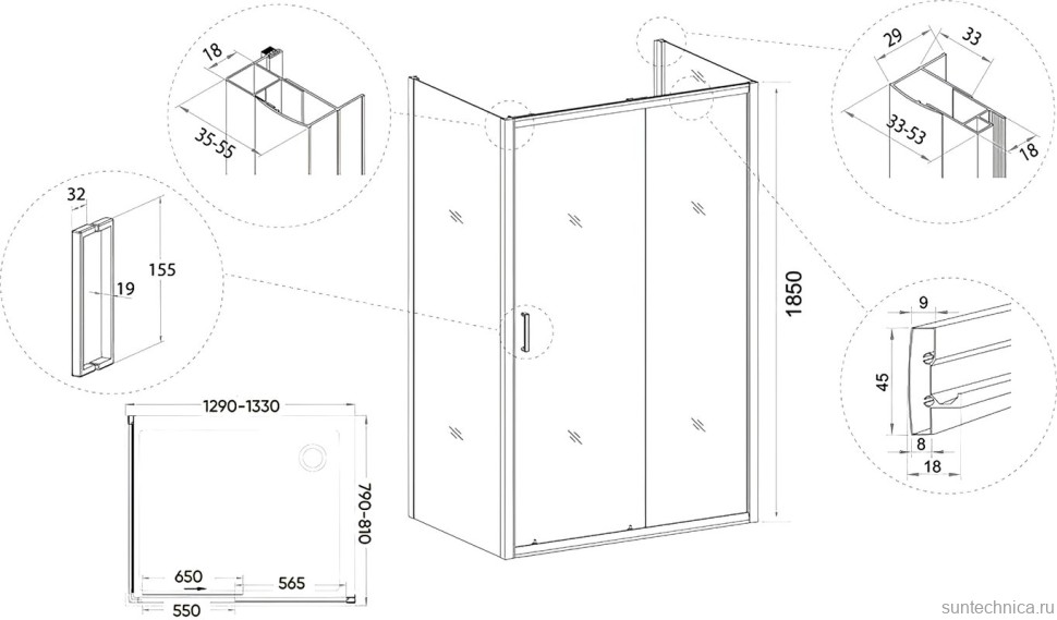 Душевой уголок Veconi Rovigo RV-046 130x80