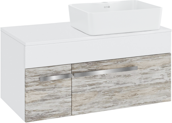 Тумба с раковиной Runo Вудлайн 100 подвесная, скандинавский дуб, раковина Lavello 50
