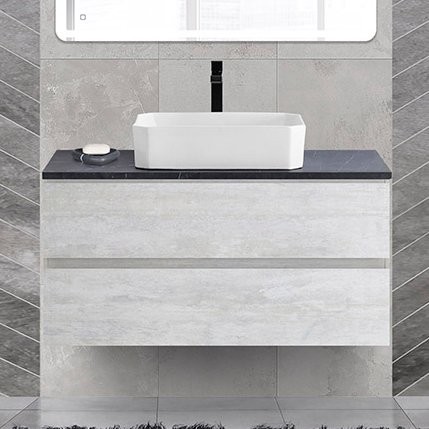 Тумба с раковиной Cezares Molveno 46 100 legno bianco, со столешницей marmo nero opaco