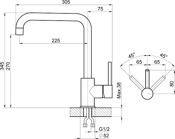 Смеситель для кухни Granula Kitchen Space 7110 матовая сталь