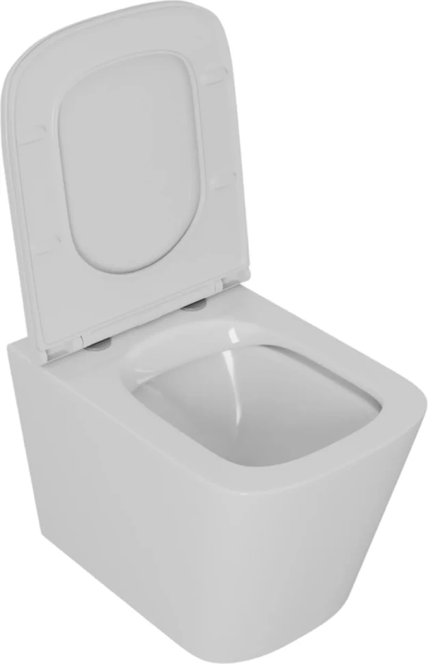 Унитаз подвесной D&K Quadro белый, безободковый, с микролифтом