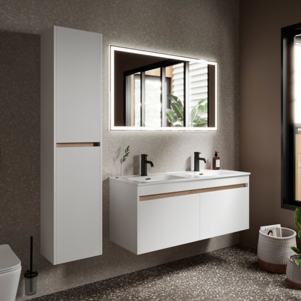 Мебель для ванной комнаты Sancos Smart двойная 120 см, белый глянец