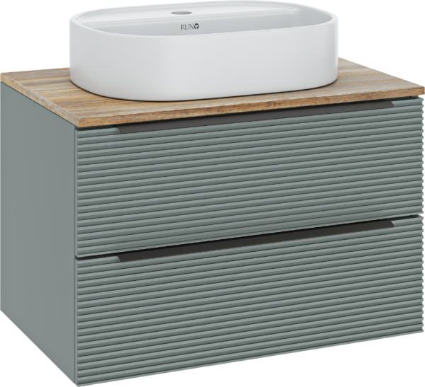 Тумба с раковиной Runo Орлеан 70 зеленая, дуб натуральный, раковина Nuovo 50
