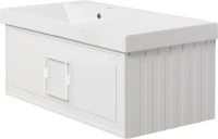 Тумба с раковиной La Fenice Cubo 90 L, белая, ручка белая