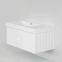Тумба с раковиной La Fenice Cubo 90 L, белая, ручка белая