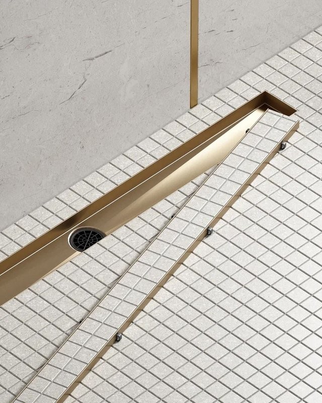 Душевой трап (лоток) Timo Drain Systems DS230206/17 600 двусторонняя панель plate под плитку, золото матовое