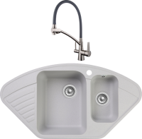 Комплект Мойка GranFest Quarz Z 14 серая + Смеситель Gappo G4398 с гибким изливом, сатин, серый