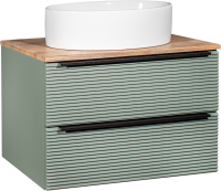 Тумба с раковиной Runo Орлеан 70 зеленая, дуб натуральный, раковина Ovale 50