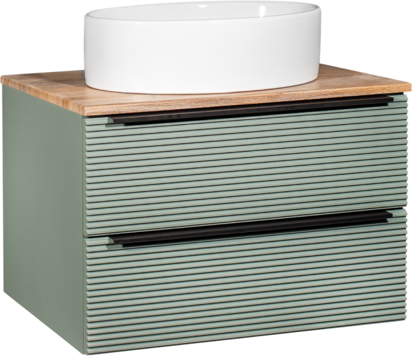 Тумба с раковиной Runo Орлеан 70 зеленая, дуб натуральный, раковина Ovale 50