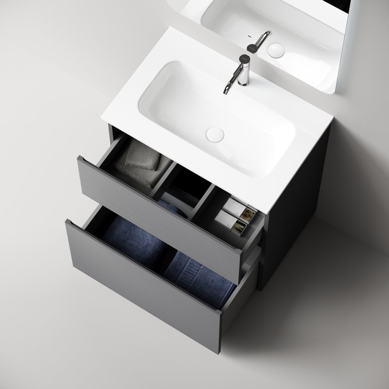 Мебель для ванной комнаты Sancos Folk Floor 70 напольная, grey soft, раковина CN7031