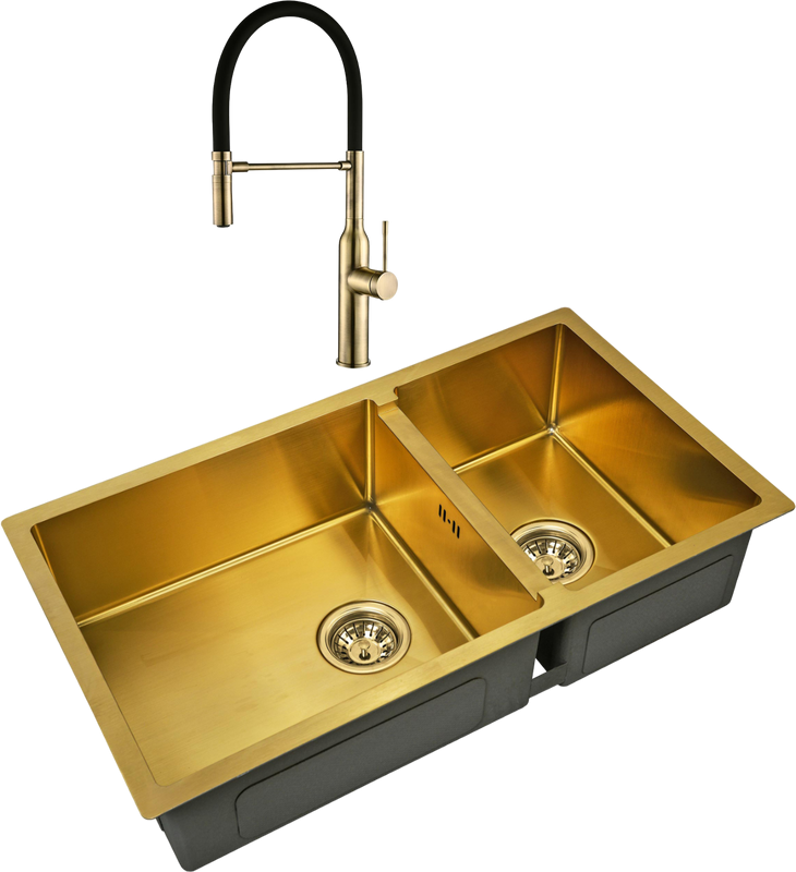 Комплект Мойка Zorg Inox PVD SZR-78-2-44 bronze + Смеситель Steel Hummer SH 2022 BRONZE бронза