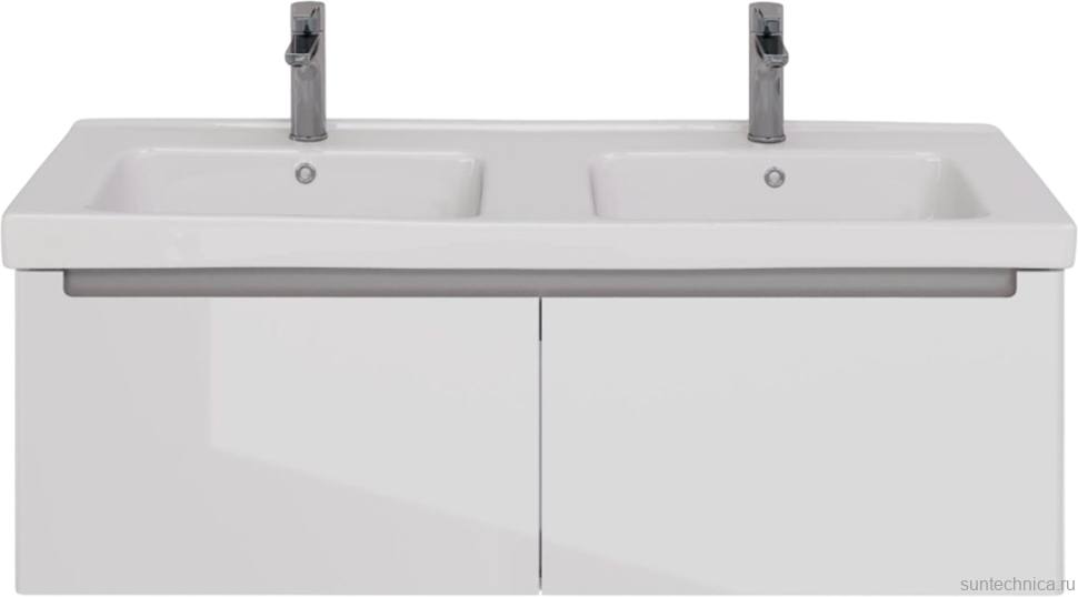 Тумба с раковиной Lemark Buno mini 125 белая глянцевая, 2 ящика