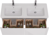 Тумба с раковиной Lemark Buno mini 125 белая глянцевая, 2 ящика