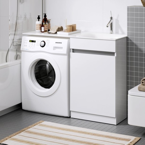 Тумба с раковиной Aqwella Forma Forma с бельевой корзиной слева R