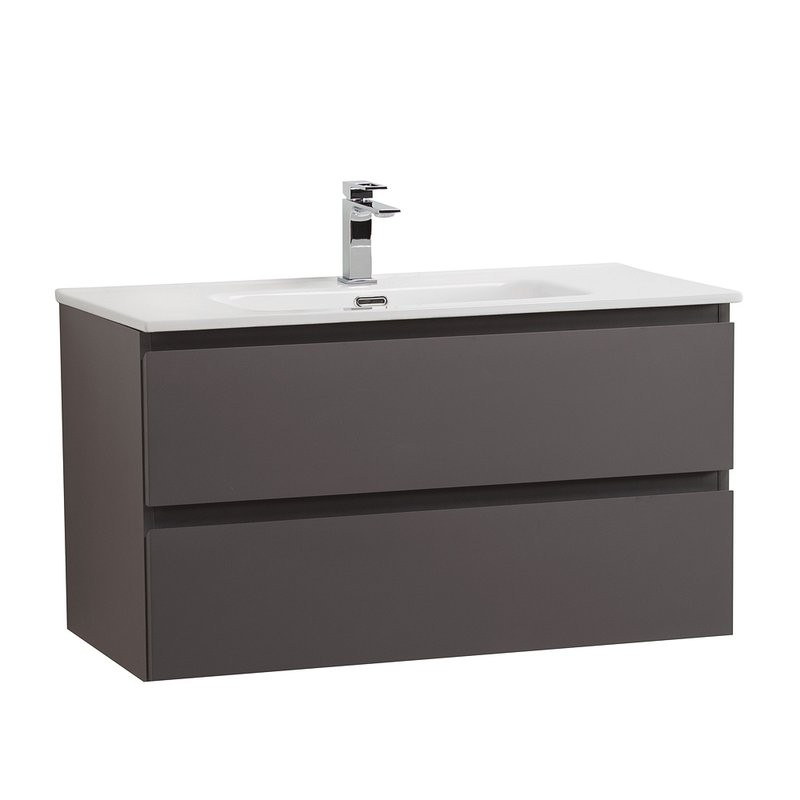 Тумба с раковиной BelBagno Kraft 80 подвесная, матовая темно-серая, раковина bb800etl