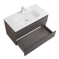 Тумба с раковиной BelBagno Kraft 80 подвесная, матовая темно-серая, раковина bb800etl