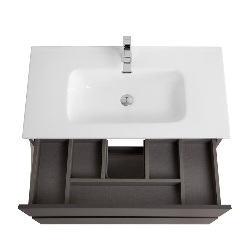 Тумба с раковиной BelBagno Kraft 80 подвесная, матовая темно-серая, раковина bb800etl