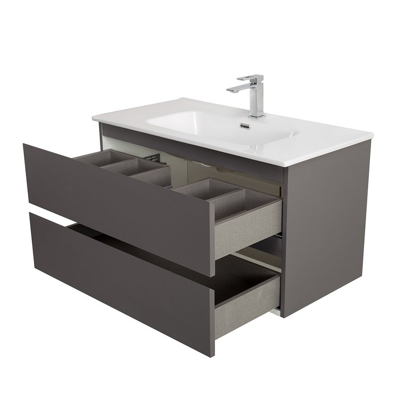 Тумба с раковиной BelBagno Kraft 80 подвесная, матовая темно-серая, раковина bb800etl