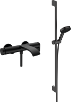 Смеситель для ванны с душем Hansgrohe Vivenis 75420670 + Душевой гарнитур Hansgrohe Pulsify Relaxation 105 3jet 24170670 матовый черный