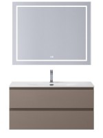 Мебель для ванной комнаты BelBagno Kraft 100 подвесная, матовая бежевая, раковина bb-8099-100