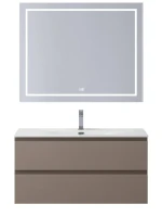 Мебель для ванной комнаты BelBagno Kraft 100 подвесная, матовая бежевая, раковина bb-8099-100