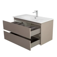 Мебель для ванной комнаты BelBagno Kraft 100 подвесная, матовая бежевая, раковина bb-8099-100