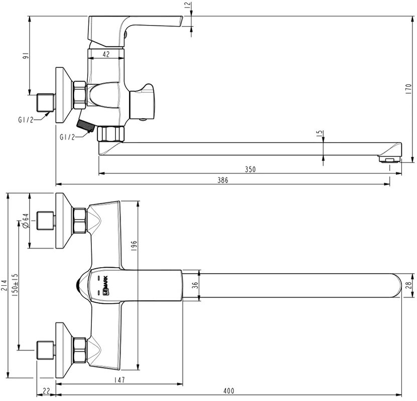 Смеситель для ванны с душем Lemark Ursus LM7251BL